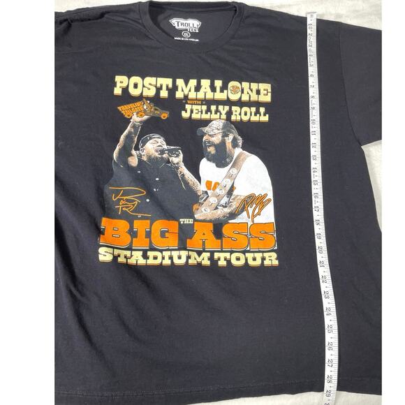 Post Malone Jelly Roll 2024 Tour Shirt XXL Black Tee - Picture 4 of 6